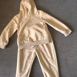 Kids Cream Hoodie and Pants Set